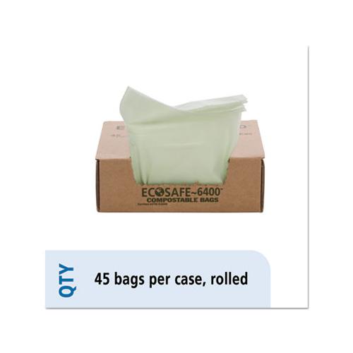 Ecosafe-6400 Bags, 13 Gal, 0.85 Mil, 24" X 30", Green, 45-box
