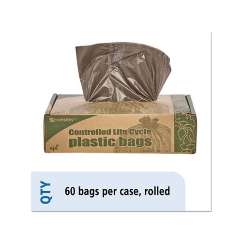 Controlled Life-cycle Plastic Trash Bags, 30 Gal, 0.8 Mil, 30" X 36", Brown, 60-box