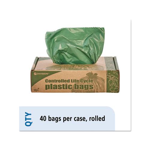 Controlled Life-cycle Plastic Trash Bags, 33 Gal, 1.1 Mil, 33" X 40", Green, 40-box
