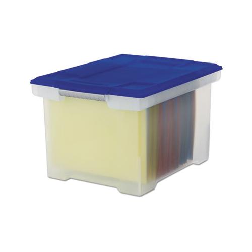 Plastic File Tote, Letter-legal Files, 18.5" X 14.25" X 10.88", Clear-blue