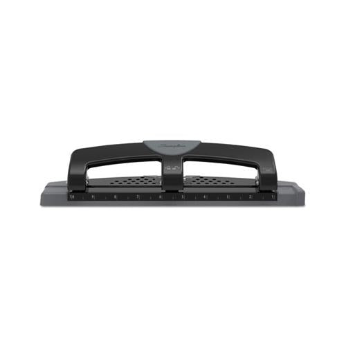 12-sheet Smarttouch Three-hole Punch, 9-32" Holes, Black-gray