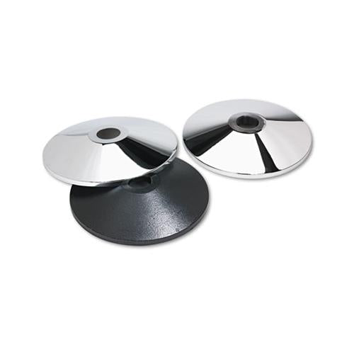 Adjusta-tape Crowd Control Stanchion Base Only, Chrome, 14" Diameter, Silver, 2-box