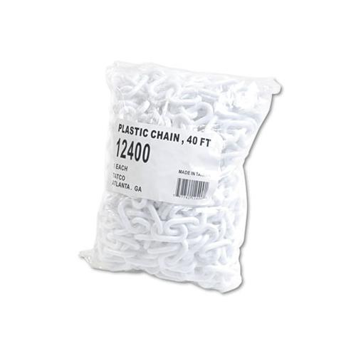 Crowd Control Stanchion Chain, Plastic, 40ft, White