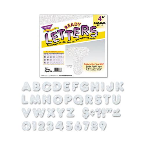 Ready Letters Sparkles Letter Set, Silver Sparkle, 4"h, 71-set