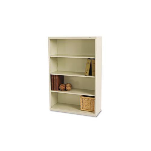 Metal Bookcase, Four-shelf, 34-1-2w X 13-1-2d X 52-1-2h, Putty