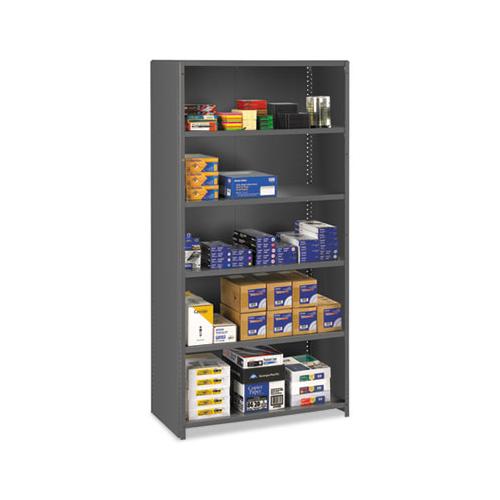 Closed Commercial Steel Shelving, Six-shelf, 36w X 18d X 75h, Medium Gray