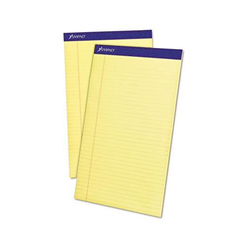 Perforated Writing Pads, Wide-legal Rule, 8.5 X 14, Canary, 50 Sheets, Dozen