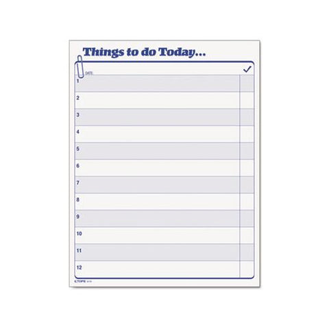 "things To Do Today" Daily Agenda Pad, 8 1-2 X 11, 100 Forms