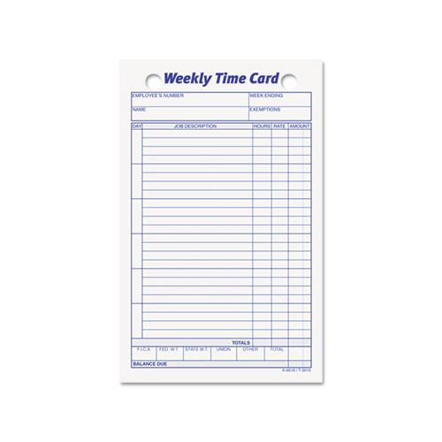 Employee Time Card, Weekly, 4 1-4 X 6 3-4, 100-pack