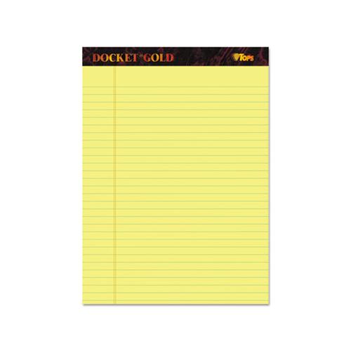 Docket Gold Ruled Perforated Pads, Wide-legal Rule, 8.5 X 11.75, Canary, 50 Sheets, 12-pack
