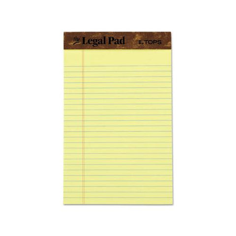 "the Legal Pad" Perforated Pads, Narrow Rule, 5 X 8, Canary, 50 Sheets, Dozen