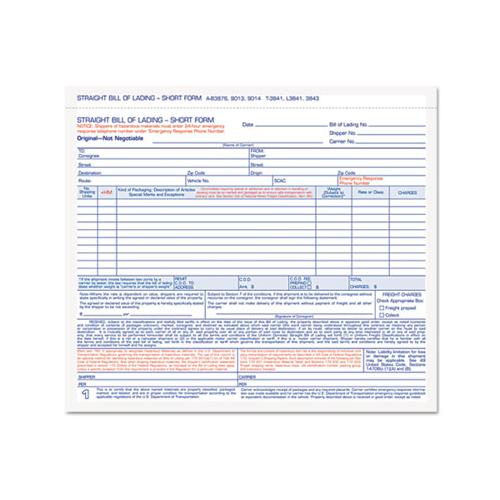 Hazardous Material Short Form, 7 X 8 1-2, Three-part Carbonless, 250 Forms