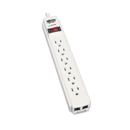 Protect It! Surge Protector, 6 Outlets, 4 Ft Cord, 790 Joules, Rj11, Light Gray