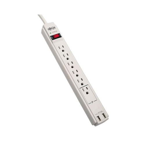 Protect It! Surge Protector, 6 Outlets-2 Usb, 6 Ft Cord, 990 Joules, Gray