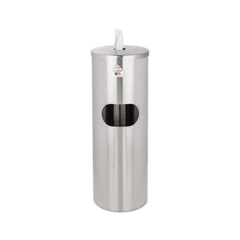 Standing Stainless Wipes Dispener, 12 X 12 X 36, Cylindrical, 5 Gal, Stainless Steel