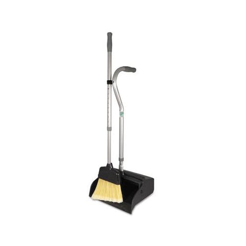 Telescopic Ergo Dust Pan With Broom, 12" Wide, 45" High, Metal, Gray-silver