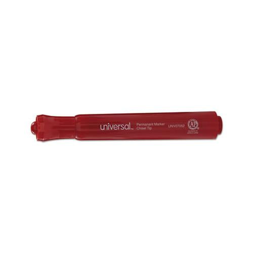 Chisel Tip Permanent Marker, Broad, Red, Dozen