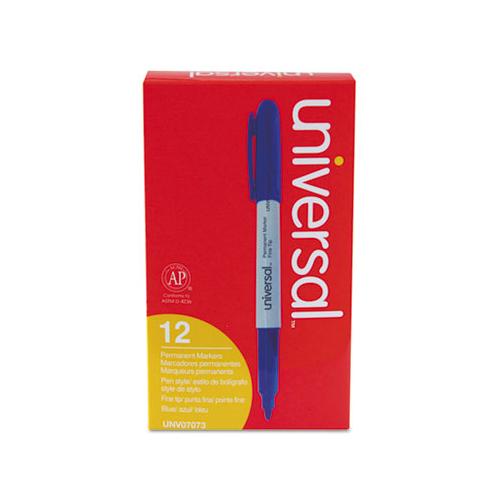 Pen-style Permanent Marker, Fine Bullet Tip, Blue, Dozen