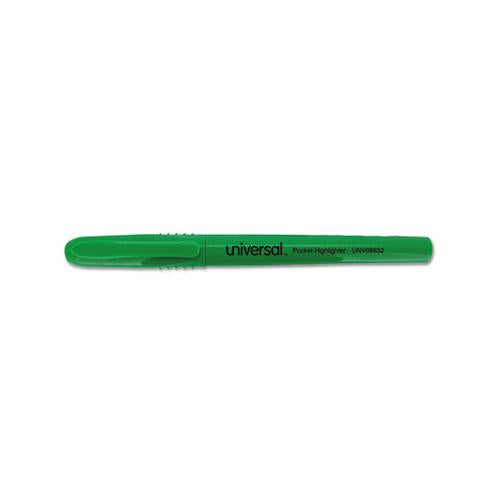 Pocket Highlighters, Chisel Tip, Fluorescent Green, Dozen