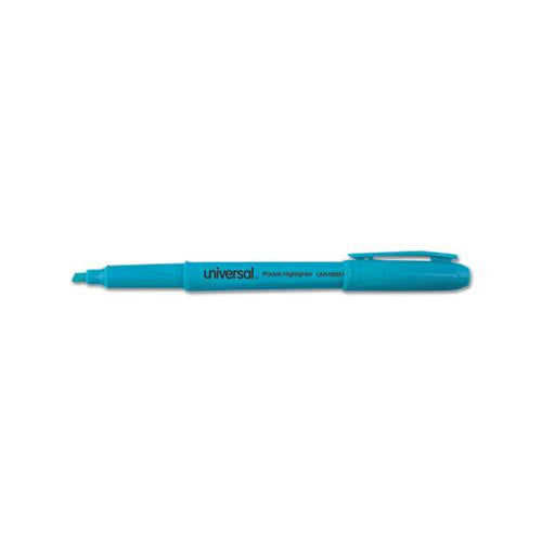 Pocket Highlighters, Chisel Tip, Fluorescent Blue, Dozen