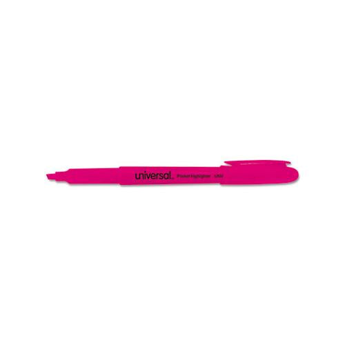 Pocket Highlighters, Chisel Tip, Fluorescent Pink, Dozen