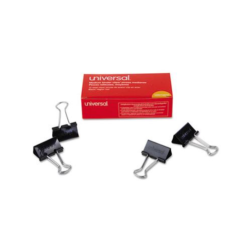 Binder Clips, Medium, Black-silver, Dozen