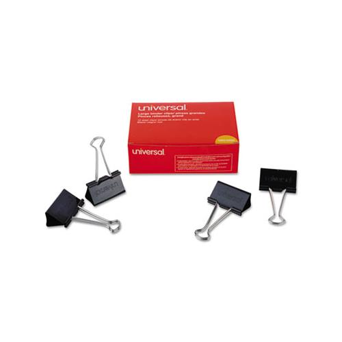 Binder Clips, Large, Black-silver, Dozen