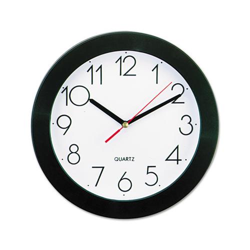 Bold Round Wall Clock, 9.75" Overall Diameter, Black Case, 1 Aa (sold Separately)