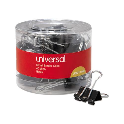Binder Clips In Dispenser Tub, Small, Black-silver, 40-pack