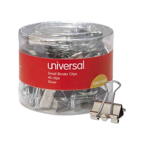 Binder Clips In Dispenser Tub, Small, Silver, 40-pack
