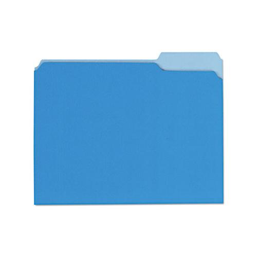 Interior File Folders, 1-3-cut Tabs, Letter Size, Blue, 100-box