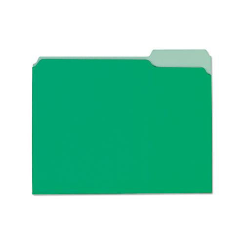 Interior File Folders, 1-3-cut Tabs, Letter Size, Green, 100-box