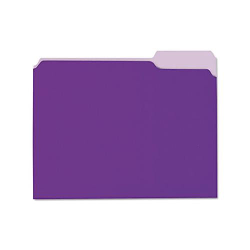 Interior File Folders, 1-3-cut Tabs, Letter Size, Violet, 100-box