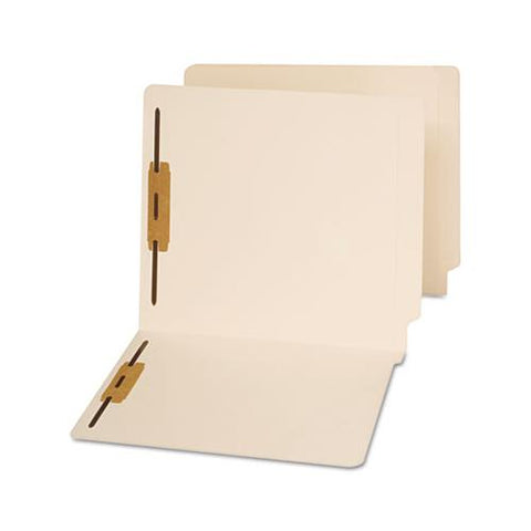 Reinforced End Tab File Folders With Two Fasteners, Straight Tab, Letter Size, Manila, 50-box
