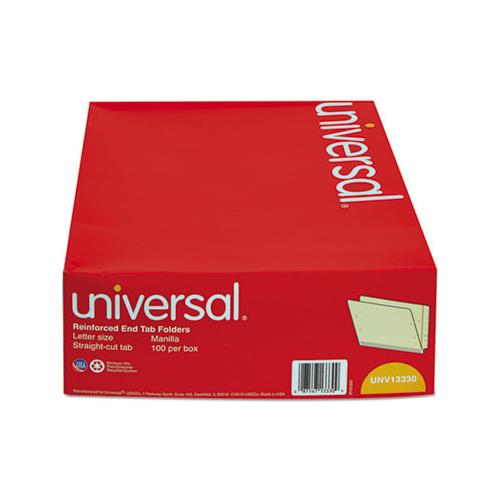 Deluxe Reinforced End Tab Folders, Straight Tab, Letter Size, Manila, 100-box