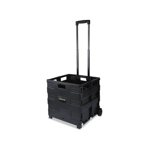 Collapsible Mobile Storage Crate, 18 1-4 X 15 X 18 1-4 To 39 3-8, Black