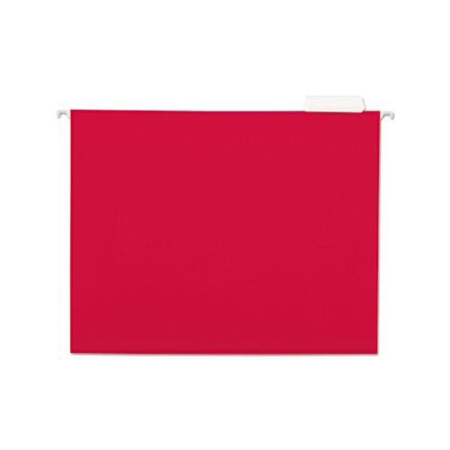 Deluxe Bright Color Hanging File Folders, Letter Size, 1-5-cut Tab, Red, 25-box