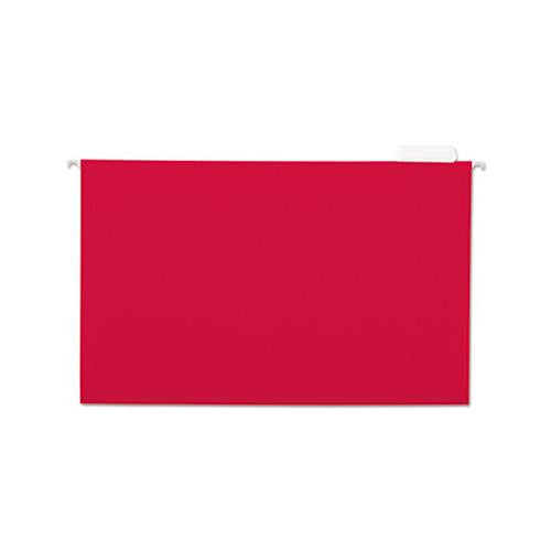 Deluxe Bright Color Hanging File Folders, Legal Size, 1-5-cut Tab, Red, 25-box