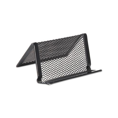Mesh Metal Business Card Holder, 50 2 1-4 X 4 Cards, Black