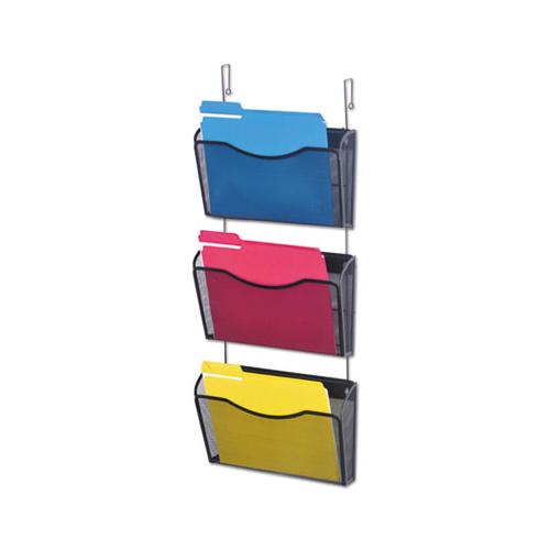 Mesh Three-pack Wall Files With Hanger, Letter, Black