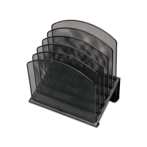 Metal Mesh Tiered File Sorter, 5 Sections, Letter To Legal Size Files, 11.25" X 7.5" X 11.25", Black