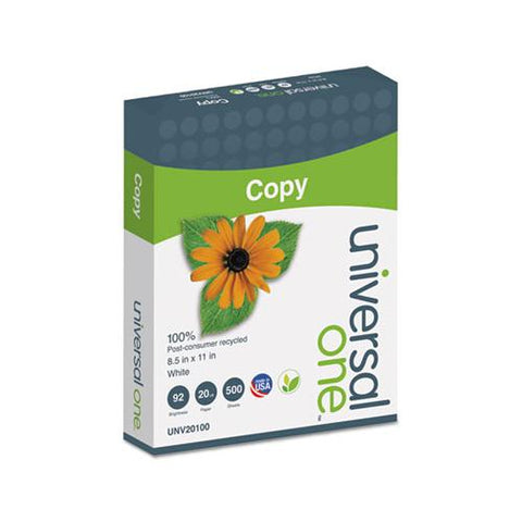 100% Recycled Copy Paper, 92 Bright, 20lb, 8.5 X 11, White, 500 Sheets-ream, 10 Reams-carton