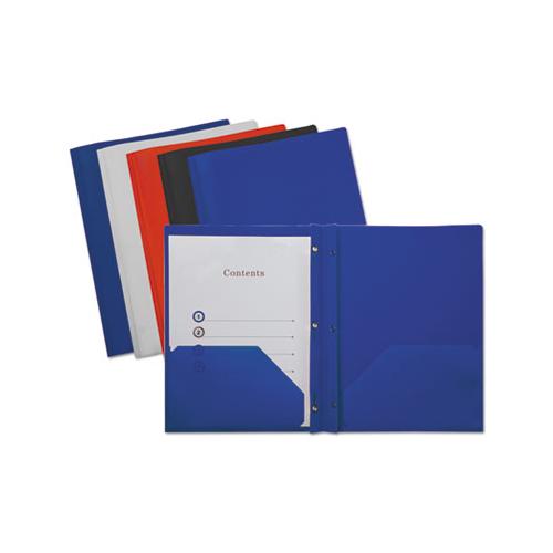 Plastic Twin-pocket Report Covers With 3 Fasteners, 100 Sheets, Assorted, 10-pk