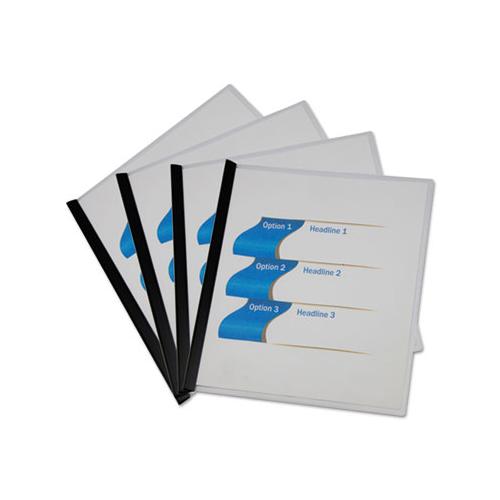 Clear View Report Cover With Slide-on Binder Bar, 20 Sheets, Black, 25 Per Pack