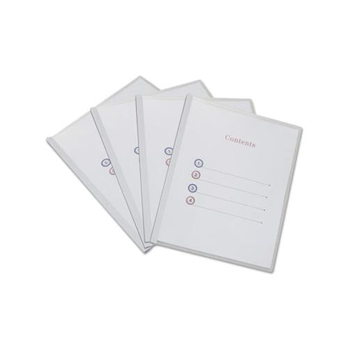 Clear View Report Cover With Slide-on Binder Bar, 20 Sheets, White, 25 Per Pack