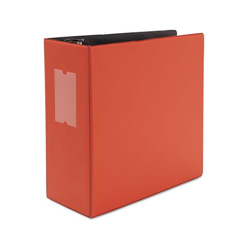 Deluxe Non-view D-ring Binder With Label Holder, 3 Rings, 5" Capacity, 11 X 8.5, Red