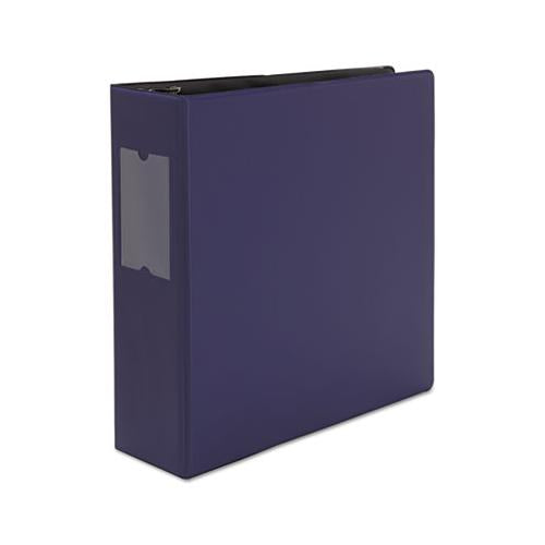 Deluxe Non-view D-ring Binder With Label Holder, 3 Rings, 3" Capacity, 11 X 8.5, Navy Blue