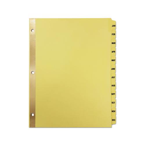 Deluxe Preprinted Plastic Coated Tab Dividers With Black Printing, 12-tab, Jan. To Dec., 11 X 8.5, Buff, 1 Set