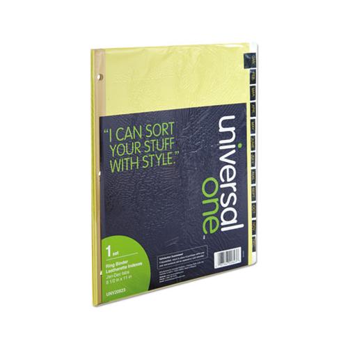 Deluxe Preprinted Simulated Leather Tab Dividers With Gold Printing, 12-tab, Jan. To Dec., 11 X 8.5, Buff, 1 Set