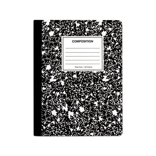 Composition Book, Wide-legal Rule, Black Marble Cover, 9.75 X 7.5, 100 Sheets, 6-pack